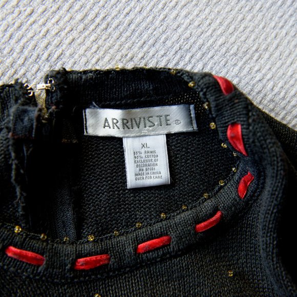 Vintage Arriviste Poinsettia Christmas Sweater, XL - Picture 2 of 4